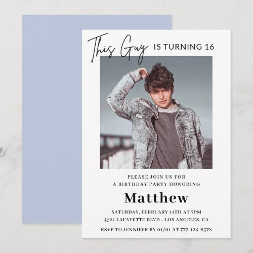 Elegant 16th birthday invitations Men Photo