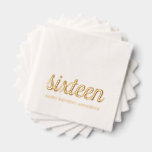 Elegant 16th Birthday Modern Gold Foil Napkins<br><div class="desc">Elegant 16th Birthday Modern Gold Foil Napkins. Customize with your birthday girl's name and birthday year.</div>