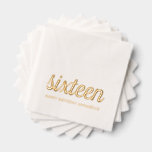 Elegant 16th Birthday Modern Gold Foil Napkins<br><div class="desc">Elegant 16th Birthday Modern Gold Foil Napkins. Customize with your birthday girl's name and birthday year.</div>