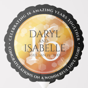 Elegant 16th Golden Topaz Wedding Anniversary Balloon