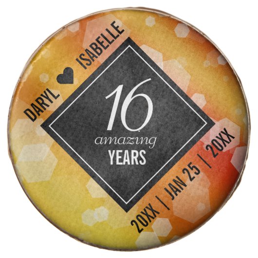 Elegant 16th Golden Topaz Wedding Anniversary Chocolate Covered Oreo (Front)
