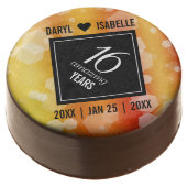 Elegant 16th Golden Topaz Wedding Anniversary Chocolate Covered Oreo (Angled)