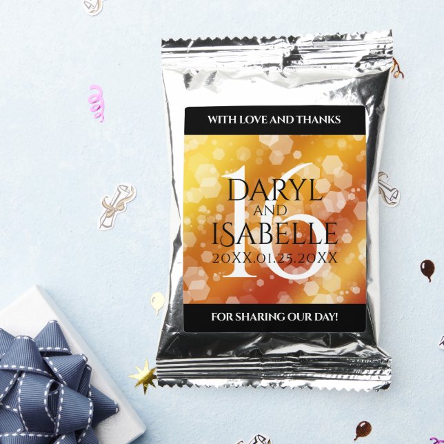 Elegant 16th Golden Topaz Wedding Anniversary Coffee Drink Mix (Packets)