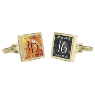 Elegant 16th Golden Topaz Wedding Anniversary Cufflinks