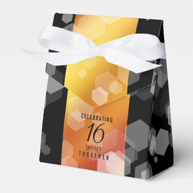 Elegant 16th Golden Topaz Wedding Anniversary Favo Favor Boxes (Front Side)