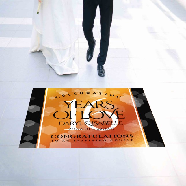 Elegant 16th Golden Topaz Wedding Anniversary Floor Decals (Wedding)
