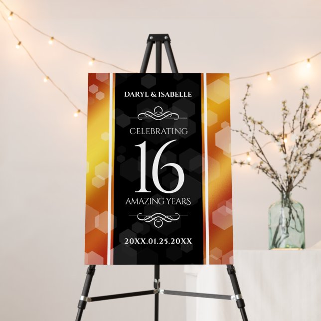 Elegant 16th Golden Topaz Wedding Anniversary Foam Board (In Situ (Stand))