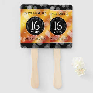 Elegant 16th Golden Topaz Wedding Anniversary Hand Fan