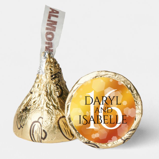 Elegant 16th Golden Topaz Wedding Anniversary Hershey®'s Kisses® (Front)