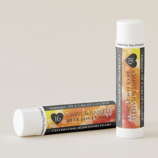 Elegant 16th Golden Topaz Wedding Anniversary Lip Balm (Front)