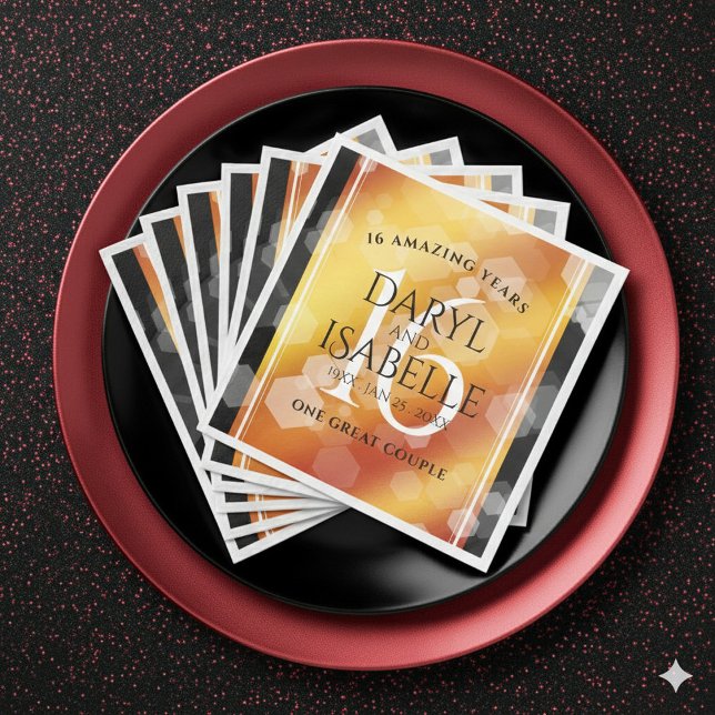 Elegant 16th Golden Topaz Wedding Anniversary Paper Dinner Napkins (Elegant 16th Golden Topaz Wedding Anniversary Napkins Cover Photo)