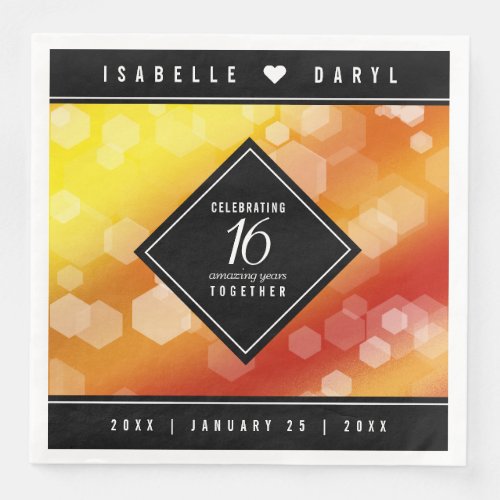 Elegant 16th Golden Topaz Wedding Anniversary Paper Dinner Napkins