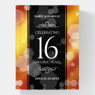 Elegant 16th Golden Topaz Wedding Anniversary Paperweight