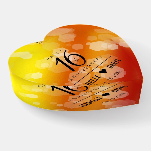 Elegant 16th Golden Topaz Wedding Anniversary Paperweight (Angled)