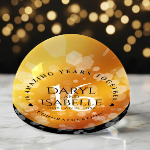 Elegant 16th Golden Topaz Wedding Anniversary Paperweight
