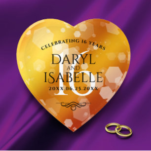 Elegant 16th Golden Topaz Wedding Anniversary Paperweight