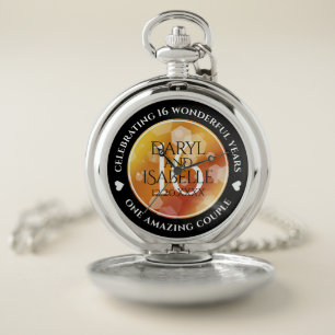 Elegant 16th Golden Topaz Wedding Anniversary Pocket Watch
