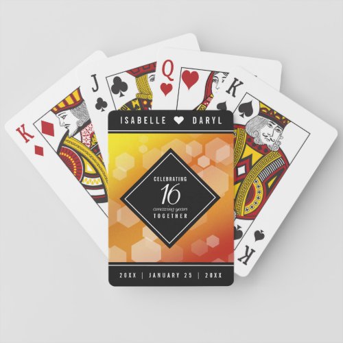 Elegant 16th Golden Topaz Wedding Anniversary Poker Cards