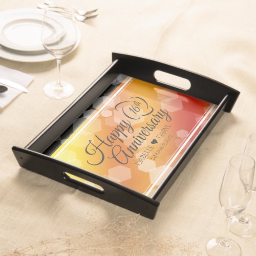 Elegant 16th Golden Topaz Wedding Anniversary Serving Tray