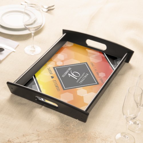 Elegant 16th Golden Topaz Wedding Anniversary Serving Tray