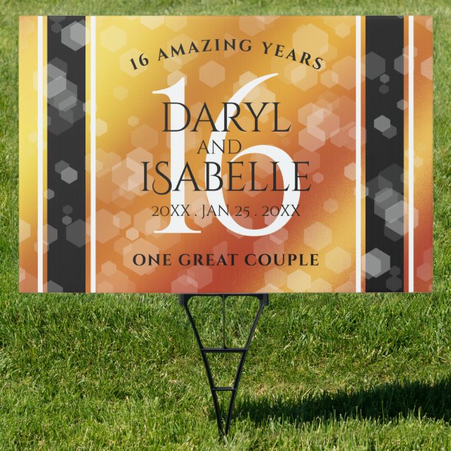 Elegant 16th Golden Topaz Wedding Anniversary Sign (Insitu)