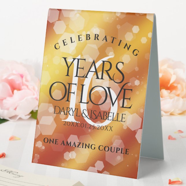 Elegant 16th Golden Topaz Wedding Anniversary Table Tent (In SItu (Wedding))