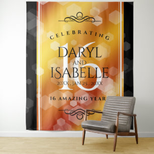 Elegant 16th Golden Topaz Wedding Anniversary Tapestry
