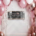 Elegant 16th Rose Gold Glitter & Photo Birthday Banner<br><div class="desc">Celebrate your Sweet 16 in style with this glamorous party banner! Featuring elegant rose gold glitter along the top and bottom edges, the design highlights "16" in bold faux balloon-style text for a dazzling effect. Customise it with your name and favourite photos to create a unique and memorable decoration. Perfect...</div>