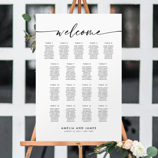 Elegant 17 Tables Welcome Seating Chart Foam Board (Creator Uploaded)