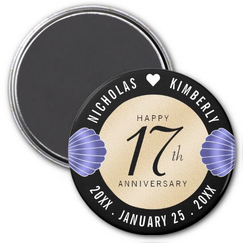 Elegant 17th Shells Beach Sand Wedding Anniversary Magnet