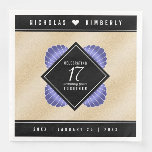 Elegant 17th Shells Beach Sand Wedding Anniversary Paper Dinner Napkins