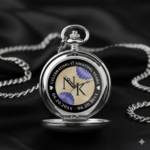 Elegant 17th Shells Beach Sand Wedding Anniversary Pocket Watch