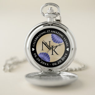 Elegant 17th Shells Beach Sand Wedding Anniversary Pocket Watch