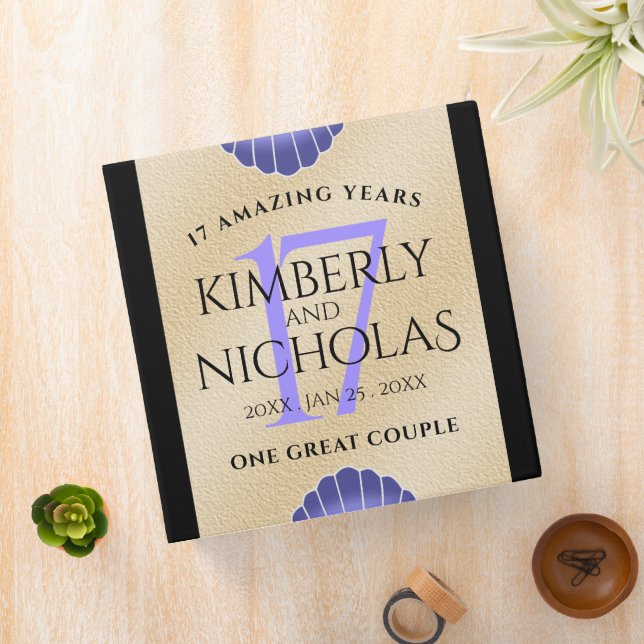 Elegant 17th Shells Wedding Anniversary 3 Ring Binder (In Situ)