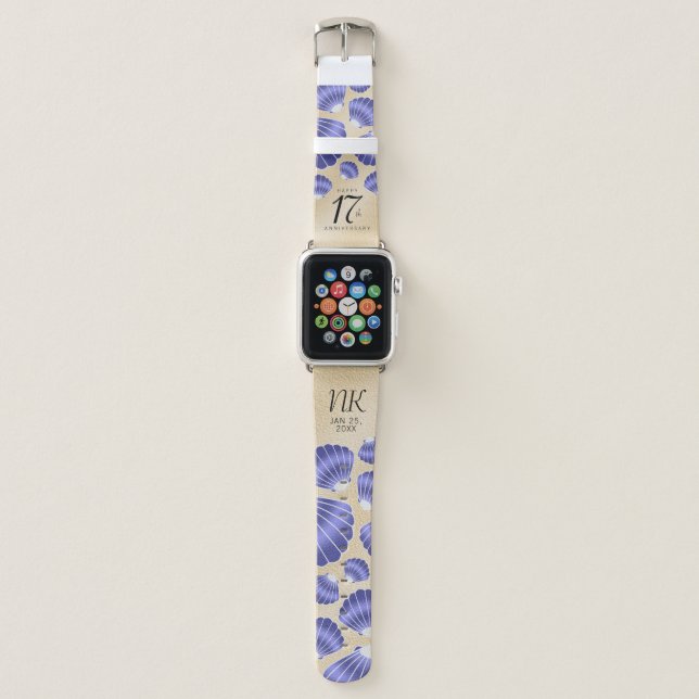 Elegant 17th Shells Wedding Anniversary Apple Watch Band (Front)