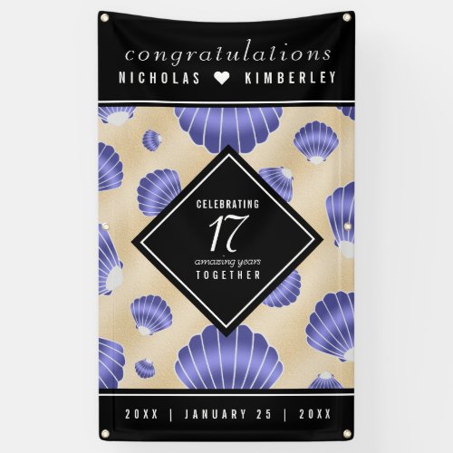 Elegant 17th Shells Wedding Anniversary Banner