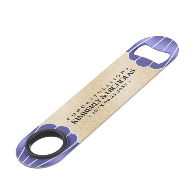 Elegant 17th Shells Wedding Anniversary Bar Key (Front Angled)