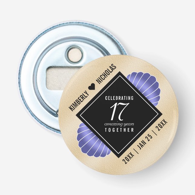 Elegant 17th Shells Wedding Anniversary Bottle Opener (Front)