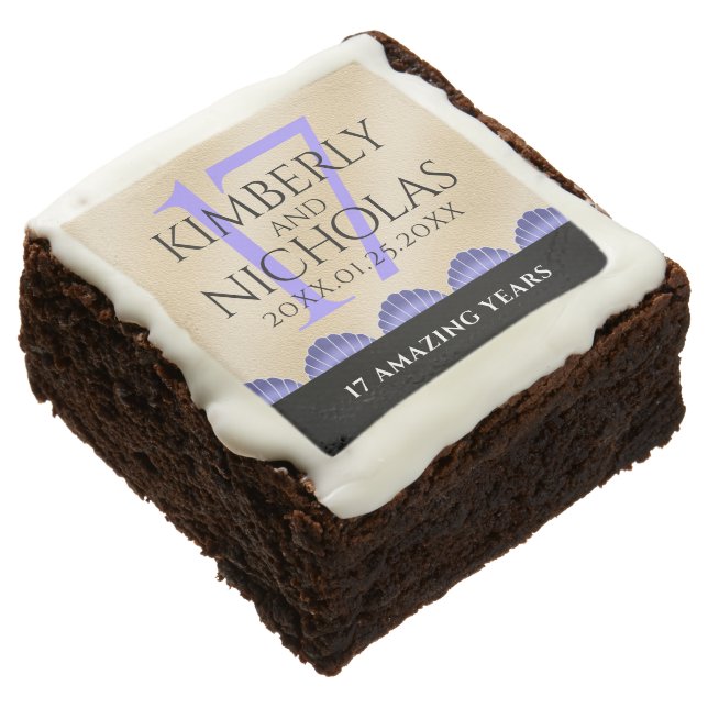 Elegant 17th Shells Wedding Anniversary Brownie (Angled)