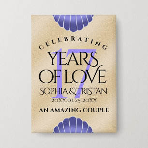 Elegant 17th Shells Wedding Anniversary Button