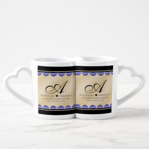 Elegant 17th Shells Wedding Anniversary Coffee Mug Set