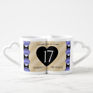 Elegant 17th Shells Wedding Anniversary Coffee Mug Set