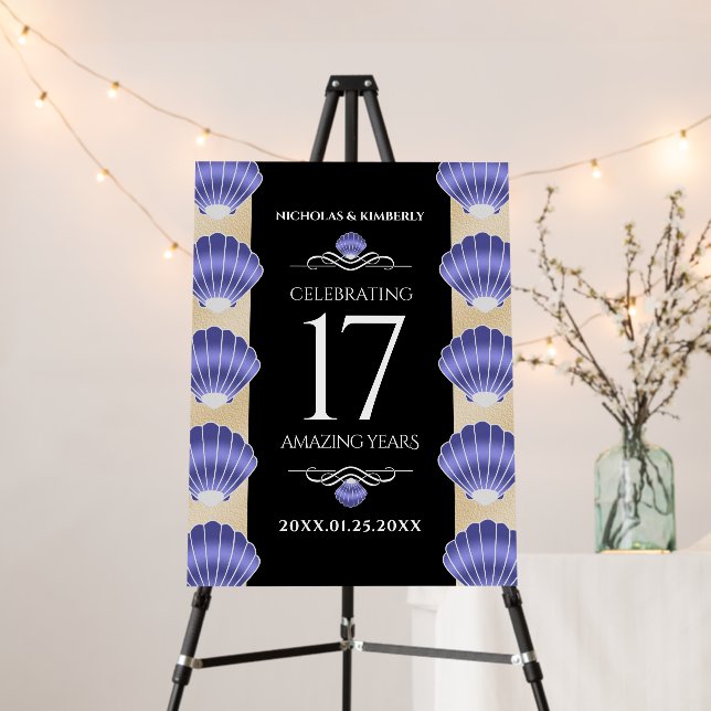 Elegant 17th Shells Wedding Anniversary Foam Board (In Situ (Stand))