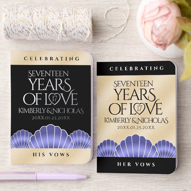 Elegant 17th Shells Wedding Anniversary Foil Vow Books (Wedding)