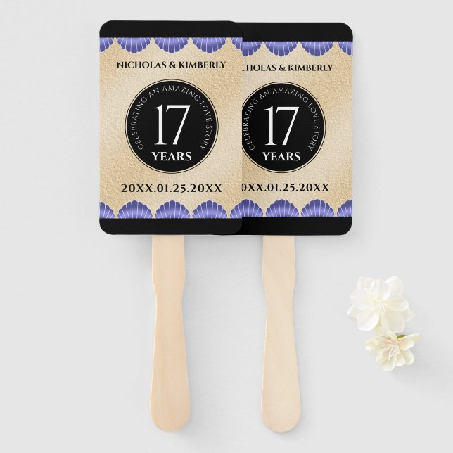 Elegant 17th Shells Wedding Anniversary Hand Fan (Front and Back)