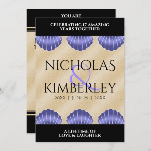 Elegant 17th Shells Wedding Anniversary Invitation