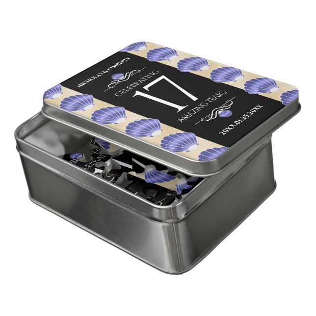 Elegant 17th Shells Wedding Anniversary Jigsaw Puzzle (Lid Open)