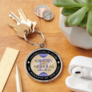 Elegant 17th Shells Wedding Anniversary Keychain