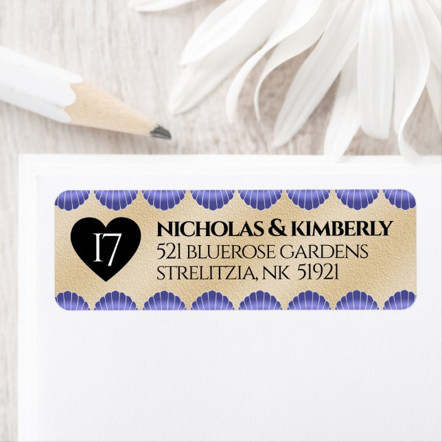 Elegant 17th Shells Wedding Anniversary Label (Insitu)