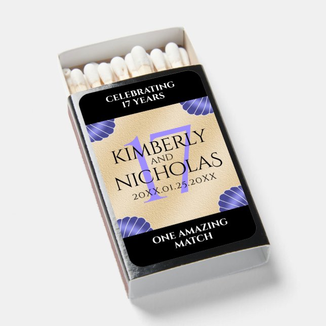 Elegant 17th Shells Wedding Anniversary Matchboxes (Front Open)
